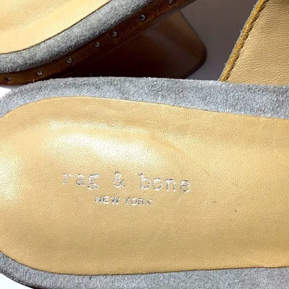 Rag &amp; Bone Light Grey Suede Matteo Mules Size 8.5