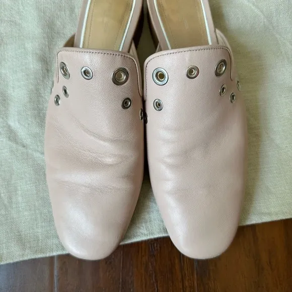 RAG &amp; BONE Luis Lambskin Leather Mules with Grommets in Nude Pink