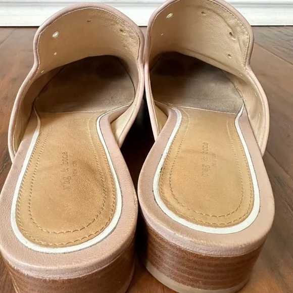 RAG &amp; BONE Luis Lambskin Leather Mules with Grommets in Nude Pink