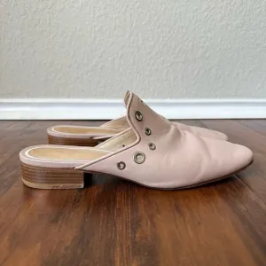 RAG &amp; BONE Luis Lambskin Leather Mules with Grommets in Nude Pink