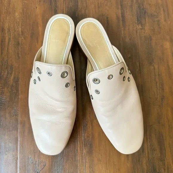 RAG &amp; BONE Luis Lambskin Leather Mules with Grommets in Nude Pink