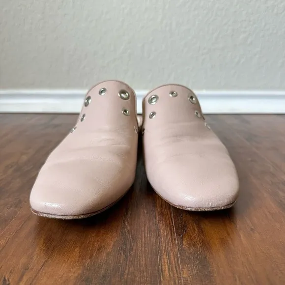 RAG &amp; BONE Luis Lambskin Leather Mules with Grommets in Nude Pink