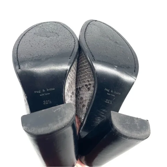 Rag &amp; Bone Tristan Snake-Print Mule Sandal, Asphalt