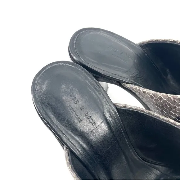 Rag &amp; Bone Tristan Snake-Print Mule Sandal, Asphalt