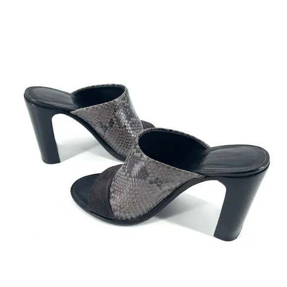Rag &amp; Bone Tristan Snake-Print Mule Sandal, Asphalt
