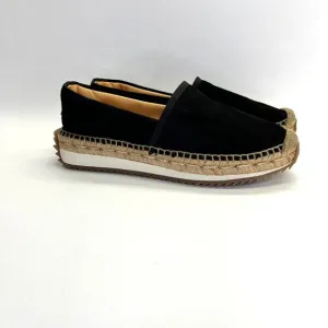 rag &amp; bone  Women's Espadrille Runner Size 39 in Black Suede Slip On Jute Trim