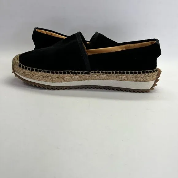 rag &amp; bone  Women's Espadrille Runner Size 39 in Black Suede Slip On Jute Trim