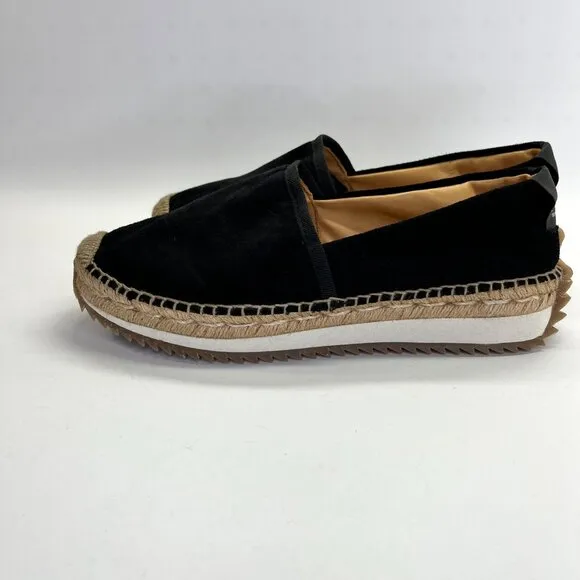 rag &amp; bone  Women's Espadrille Runner Size 39 in Black Suede Slip On Jute Trim