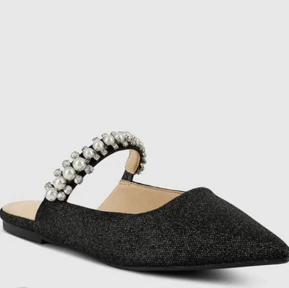 RAG &amp; CO Geode Pearl Embellished Slip On Mules ~ NWT