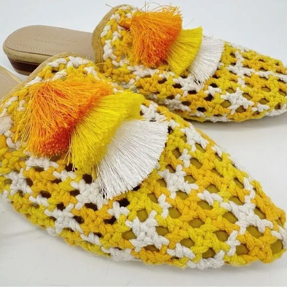 Rag N Co Mariana Woven Flat Mules With Tassels New US 8