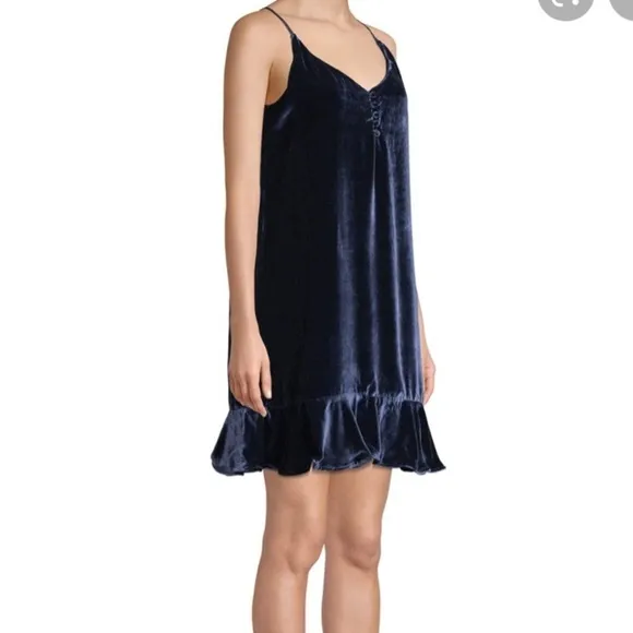 RAILS Audrina Slip Crushed Velvet Ruffle Mini Dress women’s xs navy new w tag