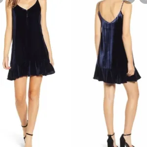RAILS Audrina Slip Crushed Velvet Ruffle Mini Dress women’s xs navy new w tag