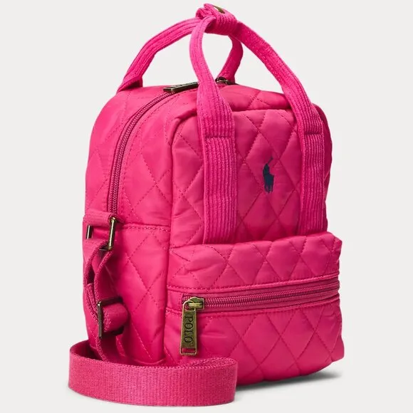 Ralph Lauren Girls Big Pony Quilted Crossbody Bag in Pink New with Tags