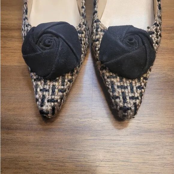 Ramon Tenza Vintage 90s Y2K Kitten Heels Black &amp; Tan Pointed Toe Size 6B