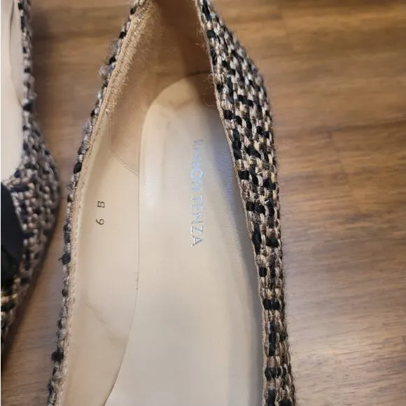 Ramon Tenza Vintage 90s Y2K Kitten Heels Black &amp; Tan Pointed Toe Size 6B