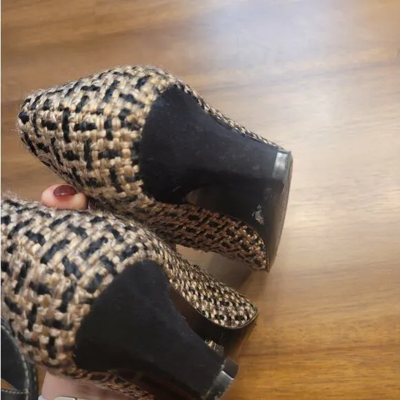 Ramon Tenza Vintage 90s Y2K Kitten Heels Black &amp; Tan Pointed Toe Size 6B