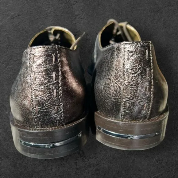 RARE Donald J Pliner Signature Autographed Leather Oxfords – Metallic Brown