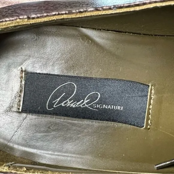 RARE Donald J Pliner Signature Autographed Leather Oxfords – Metallic Brown