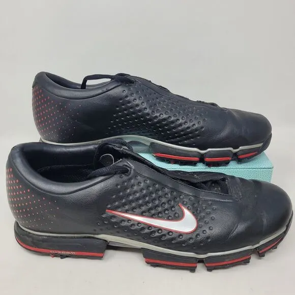 RARE Nike Mens Shoe Sz 9.5 Black Red silver Air Zoom Vapor II 2 Golf Cleats EU43