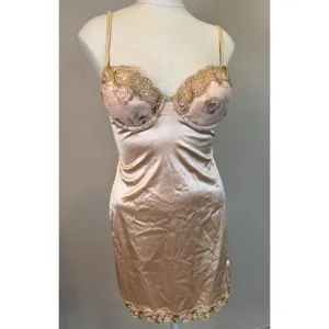 Rare ✨️ VTG 90's Victoria's Secret Second Skin‎ Embroidered Bra Slip Dress 34C