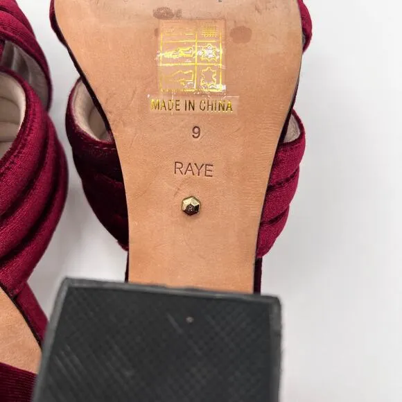 RAYE Bella Velvet Mules Womens 9 Wine Red Criss Cross Black Heel Sandal Anthro