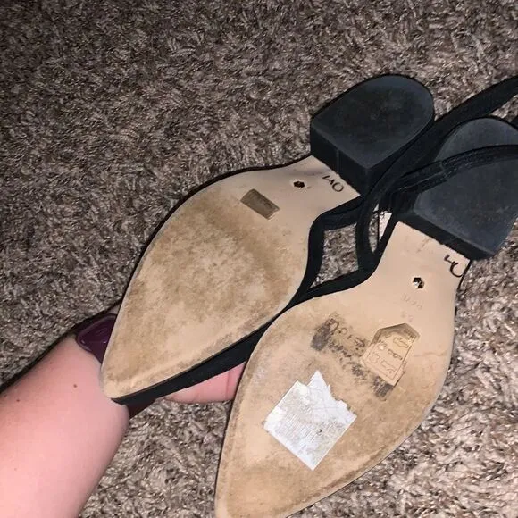RAYE black lace-up mules w/ 1” heel, size 5.5