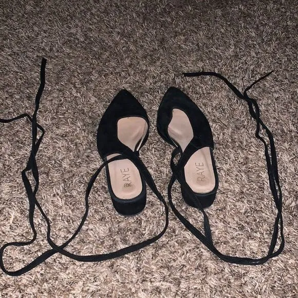 RAYE black lace-up mules w/ 1” heel, size 5.5