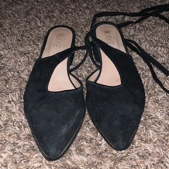 RAYE black lace-up mules w/ 1” heel, size 5.5