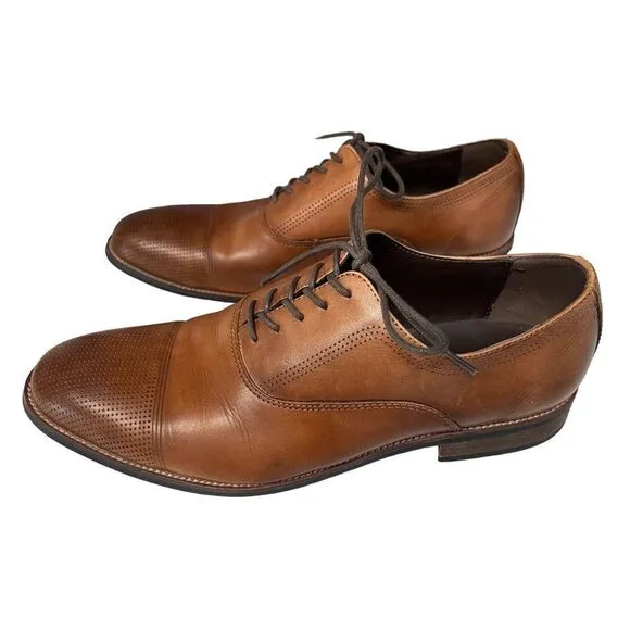 Reaction by Kenneth Cole Men's Brown Jean-ial Leather Derby Oxford’s