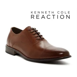 Reaction by Kenneth Cole Men's Brown Jean-ial Leather Derby Oxford’s