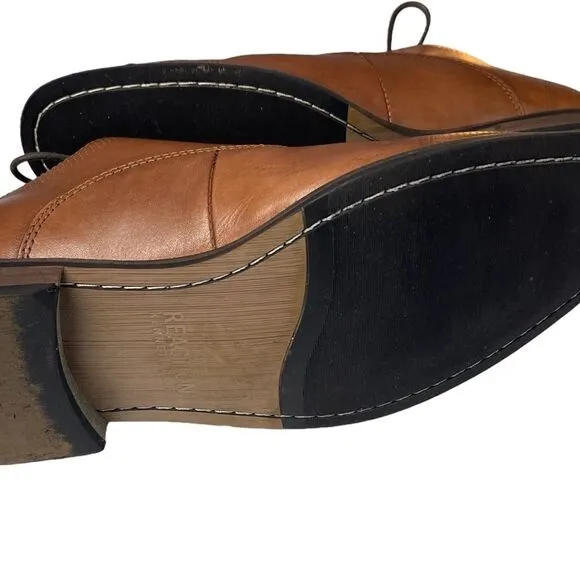 Reaction by Kenneth Cole Men's Brown Jean-ial Leather Derby Oxford’s