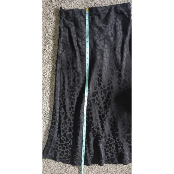 Realisation Par Naomi Sid Slip 100% Silk Skirt Whimsy-Goth Black Hearts SZ S