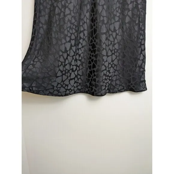 Realisation Par Naomi Sid Slip 100% Silk Skirt Whimsy-Goth Black Hearts SZ S
