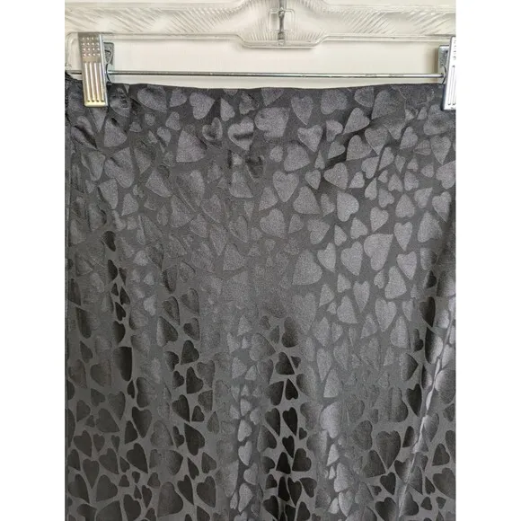 Realisation Par Naomi Sid Slip 100% Silk Skirt Whimsy-Goth Black Hearts SZ S