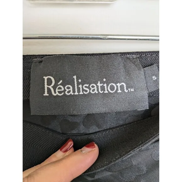 Realisation Par Naomi Sid Slip 100% Silk Skirt Whimsy-Goth Black Hearts SZ S