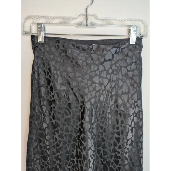 Realisation Par Naomi Sid Slip 100% Silk Skirt Whimsy-Goth Black Hearts SZ S