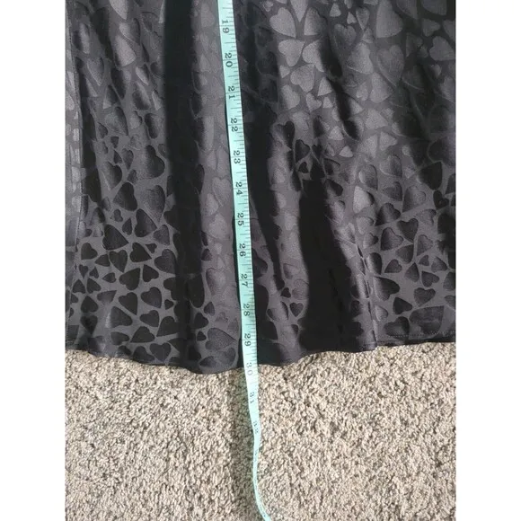 Realisation Par Naomi Sid Slip 100% Silk Skirt Whimsy-Goth Black Hearts SZ S
