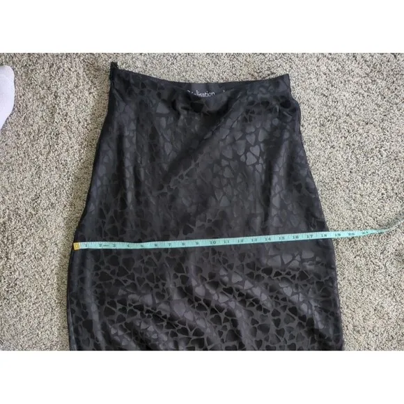 Realisation Par Naomi Sid Slip 100% Silk Skirt Whimsy-Goth Black Hearts SZ S