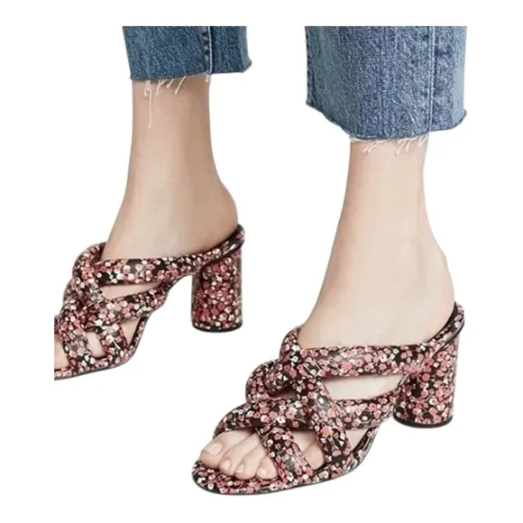 Rebecca Minkoff Amadine Strappy Red Floral Mules, Size 7