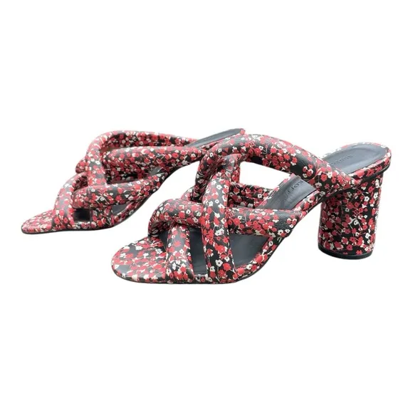 Rebecca Minkoff Amadine Strappy Red Floral Mules, Size 7