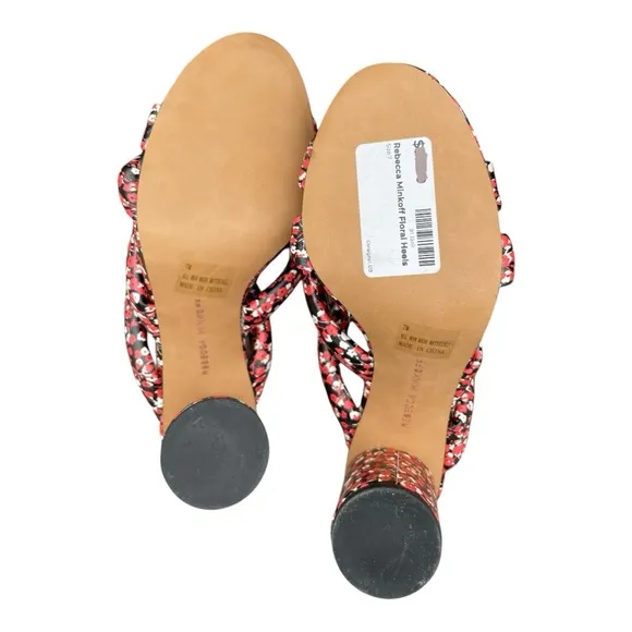 Rebecca Minkoff Amadine Strappy Red Floral Mules, Size 7