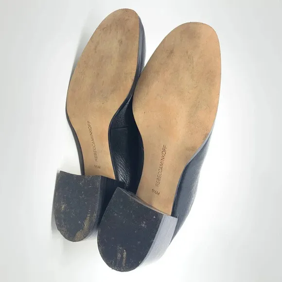 Rebecca Minkoff Everly Block Heel Mules in Black Lamba Size US 9.5