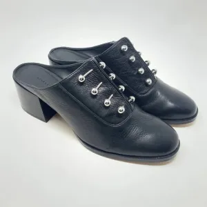 Rebecca Minkoff Everly Block Heel Mules in Black Lamba Size US 9.5