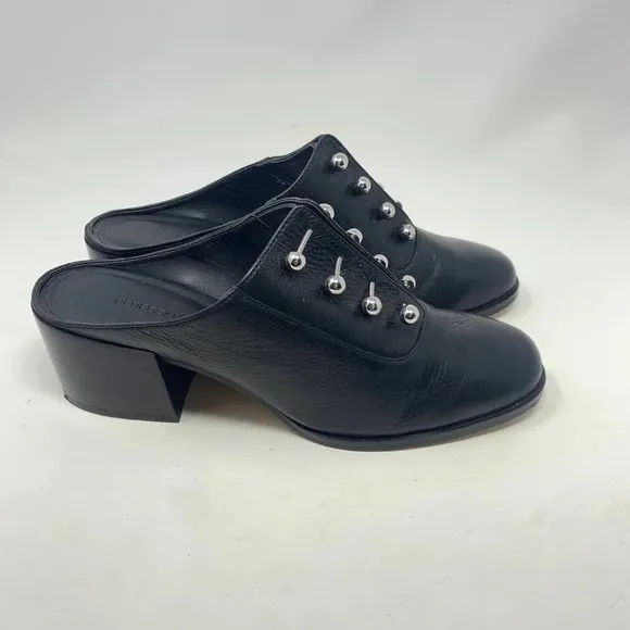 Rebecca Minkoff Everly Block Heel Mules in Black Lamba Size US 9.5