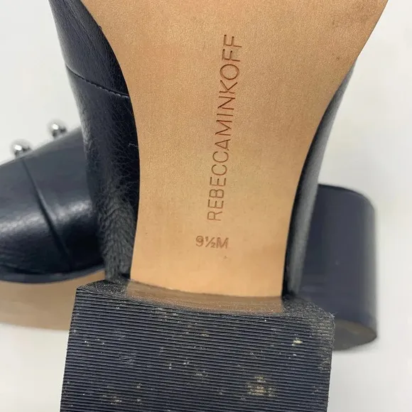Rebecca Minkoff Everly Block Heel Mules in Black Lamba Size US 9.5