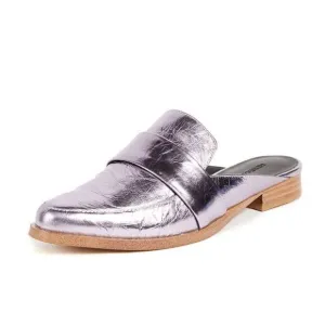 Rebecca Minkoff Mika Metallic Leather Mules Loafer Slides 8.5 w Dust Bag