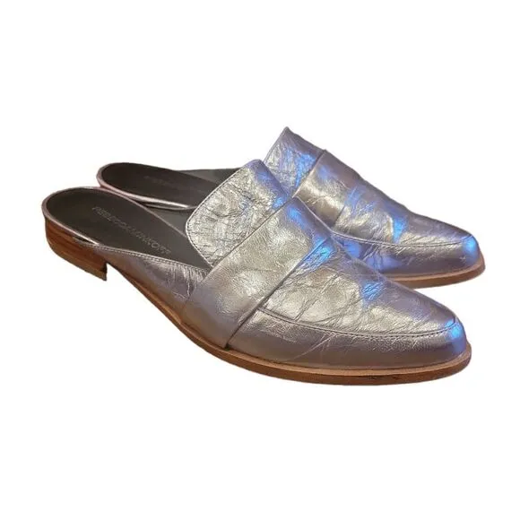 Rebecca Minkoff Mika Metallic Leather Mules Loafer Slides 8.5 w Dust Bag