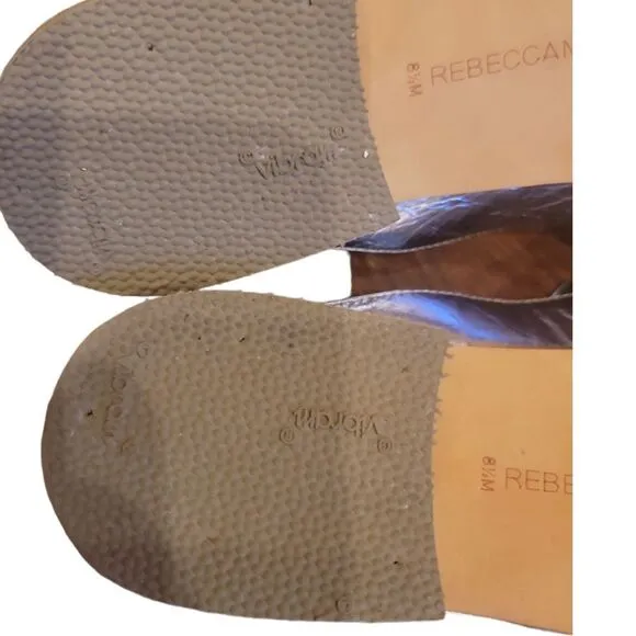 Rebecca Minkoff Mika Metallic Leather Mules Loafer Slides 8.5 w Dust Bag