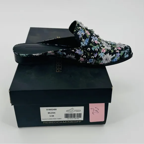 Rebecca Minkoff‎ Milena Floral Mules with Studs Size 9.5