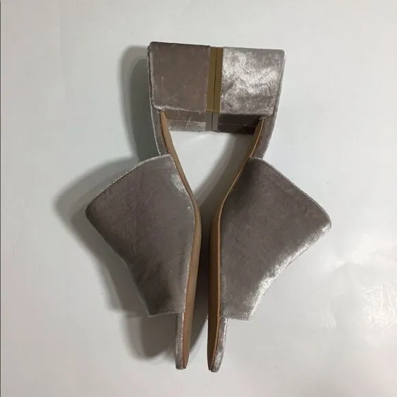 Rebecca Minkoff Ivonne Mule Heel Gray Velvet City Block Slip On Size 9 1/2